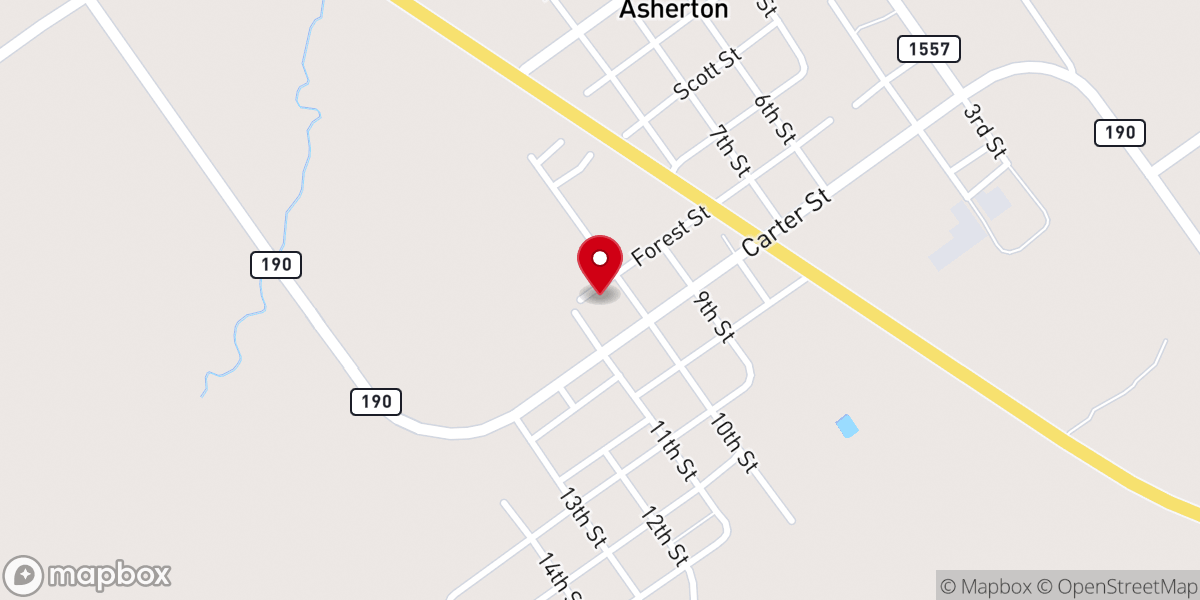 Map showing location of Asherton Baptist Mission