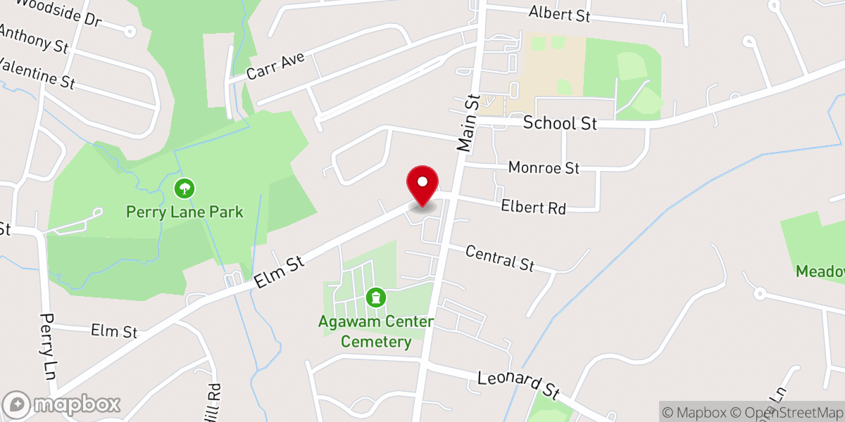 Map showing location of First Baptist Church of Agawam