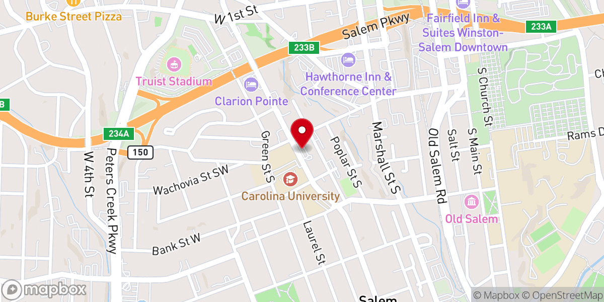 Map showing location of Salem Baptist Church