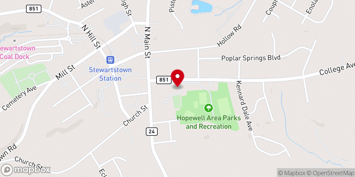 Map showing location of Stewartstown Presbyterian Church