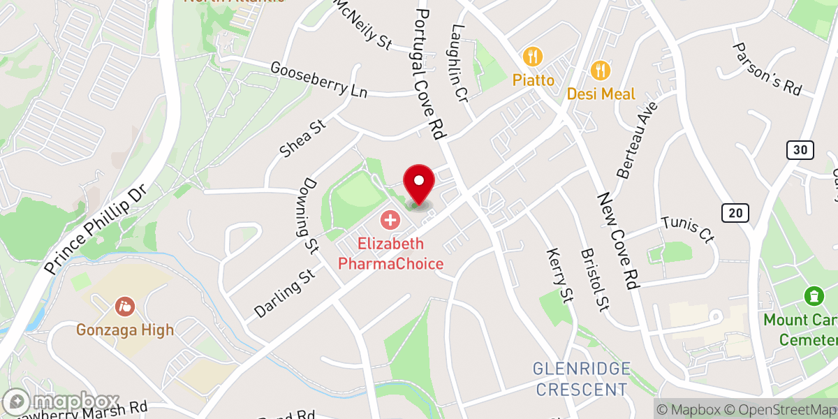 Map showing location of St. David's Presbyterian Church