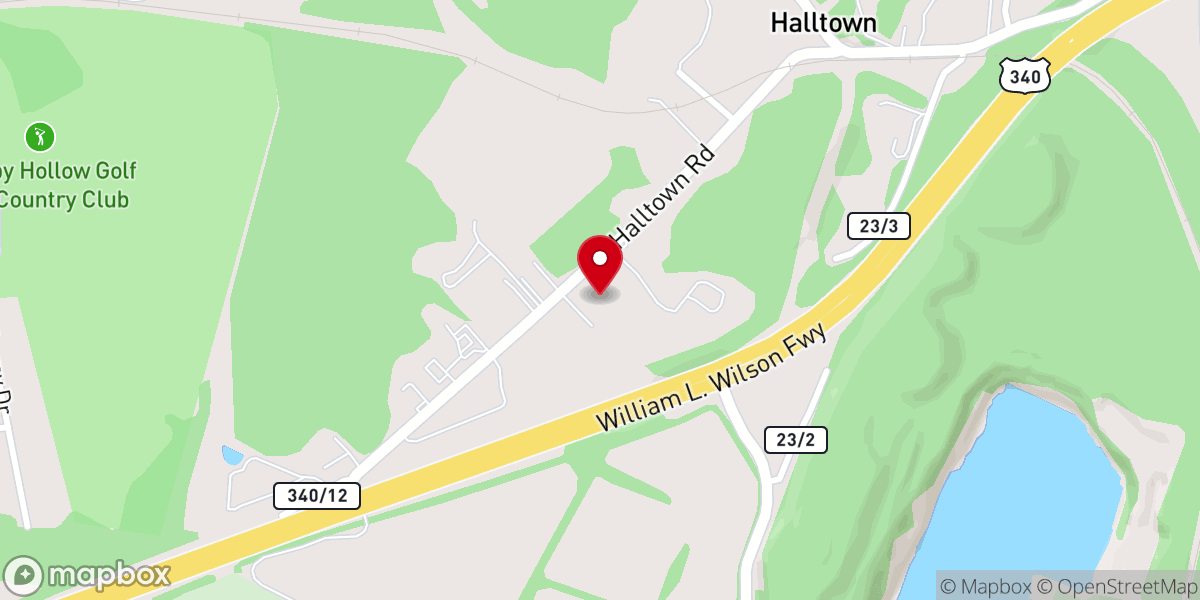 Map showing location of Halltown Colored Free School