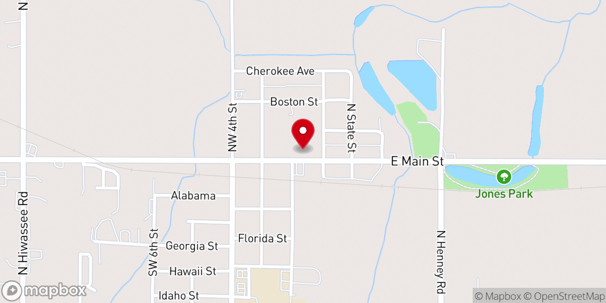 Map showing location of River of Life Christian Fellowship