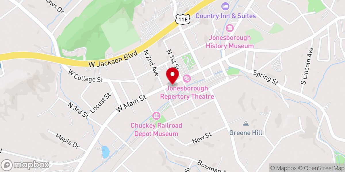 Map showing location of Jonesborough United Methodist Church