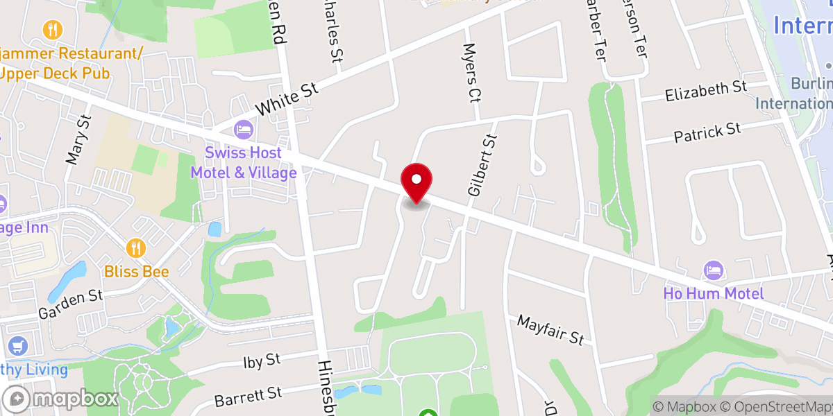 Map showing location of South Burlington Baptist Church