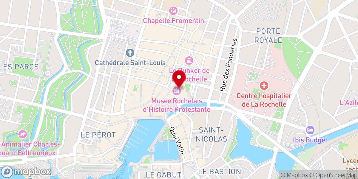 Map showing location of Église Protestante Unie de La Rochelle