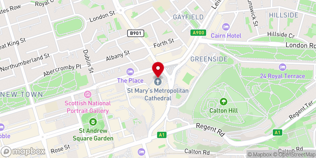 Map showing location of St Mary's Catholic Cathedral