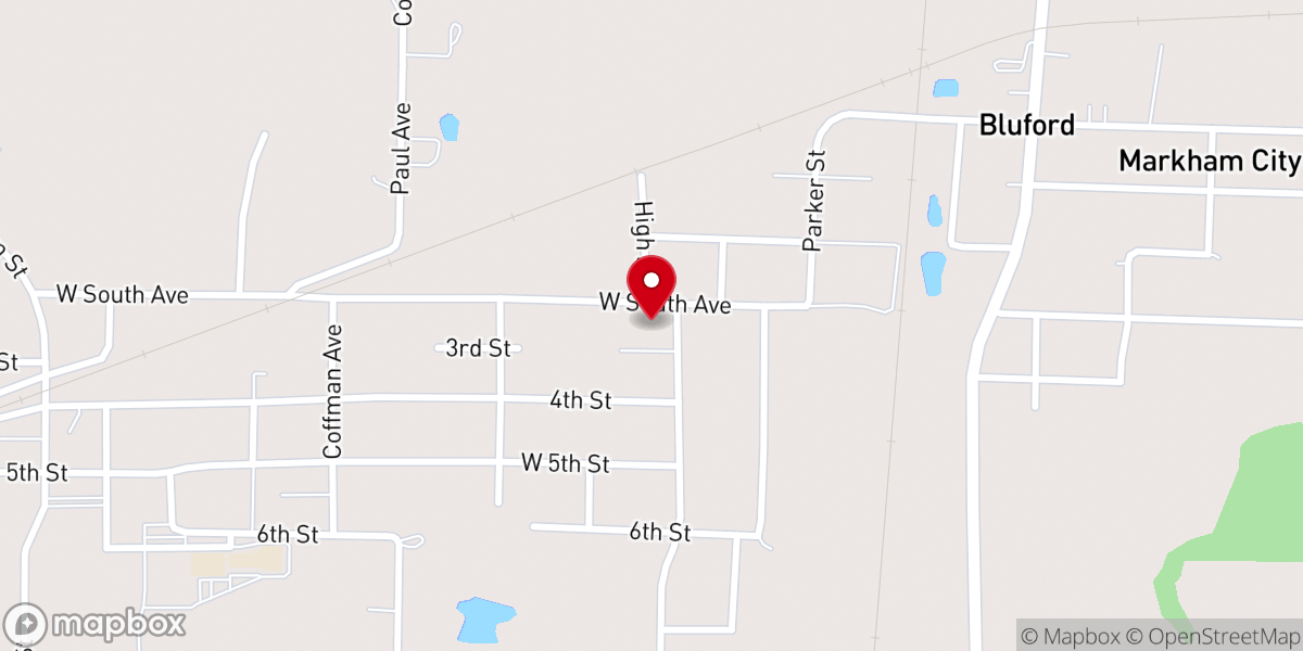 Map showing location of Bluford Church of God