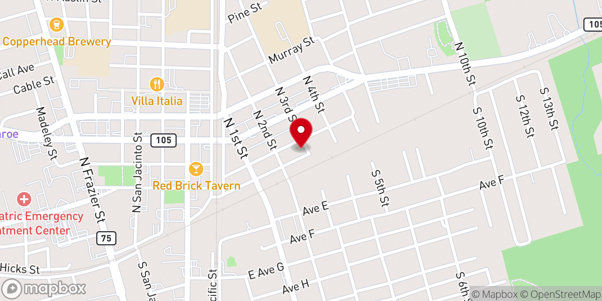 Map showing location of Iglesia Manantial de Vida Conroe
