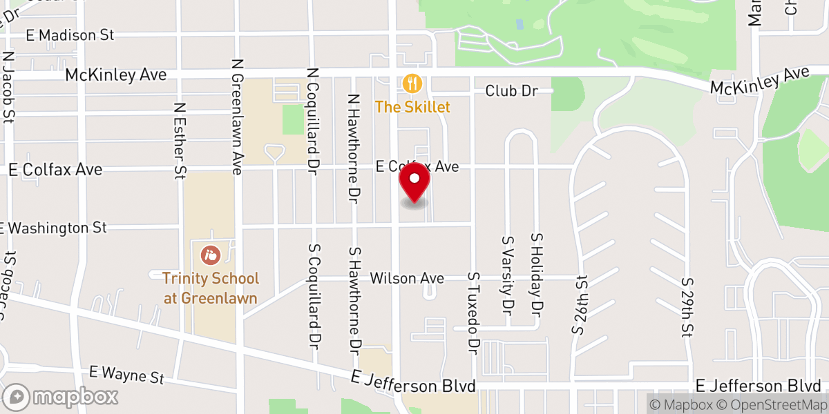 Map showing location of Evangel Heights United Methodist Church