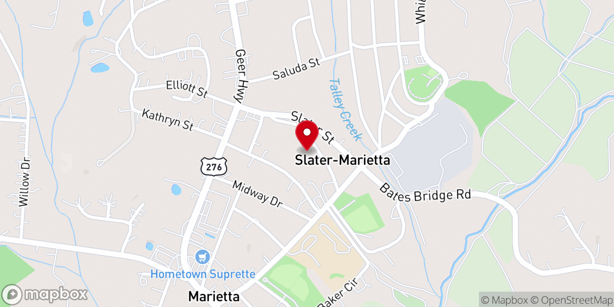 Map showing location of Slater-Marietta Church of Christ
