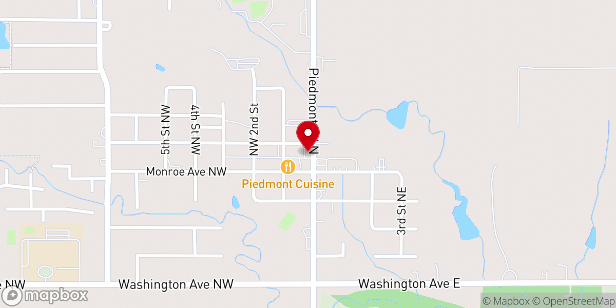 Map showing location of Piedmont Service Center