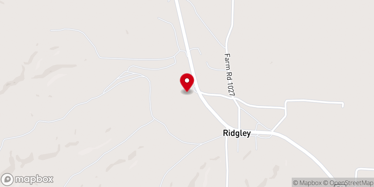 Map showing location of Ridgley Baptist Church