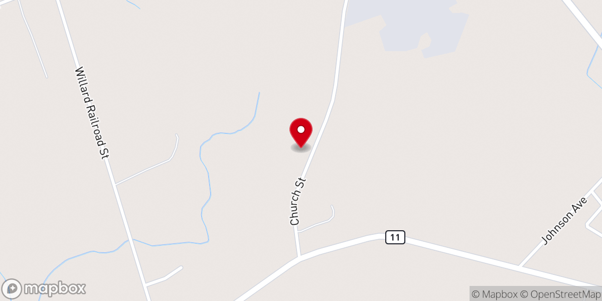 Map showing location of Willard Chapel Baptist Church