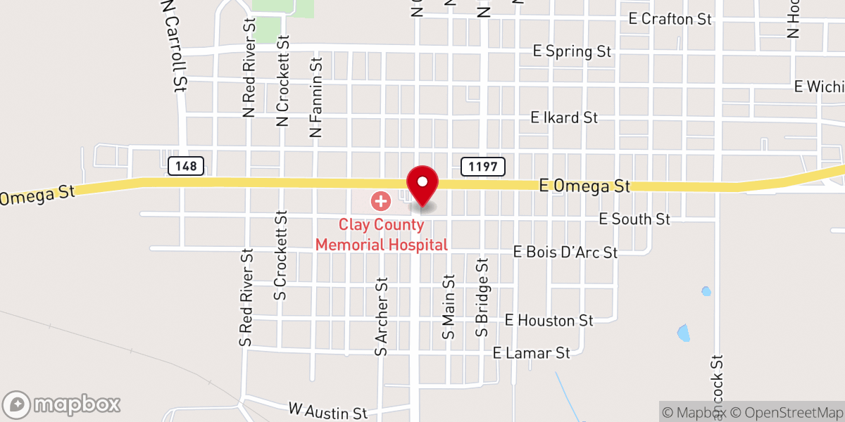 Map showing location of First Baptist Church of Henrietta