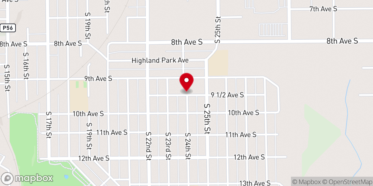 Map showing location of Holy Rosary Catholic Church