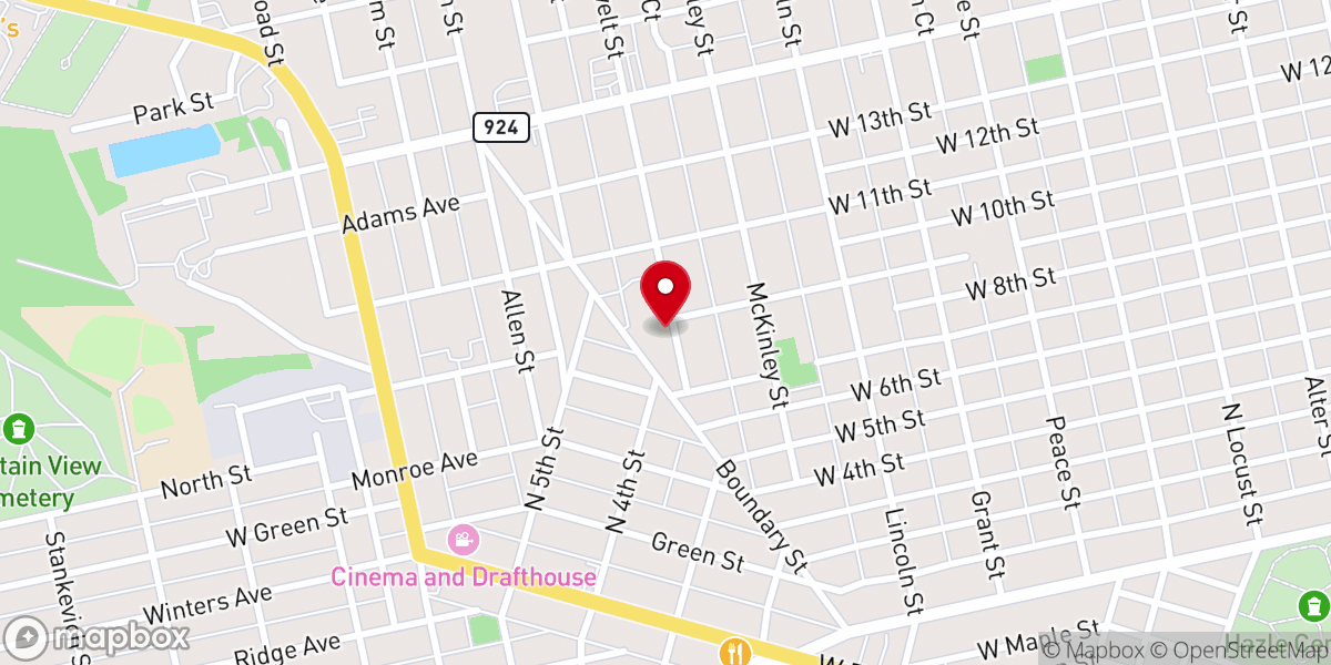 Map showing location of Hazleton Reformed Presbyterian Church