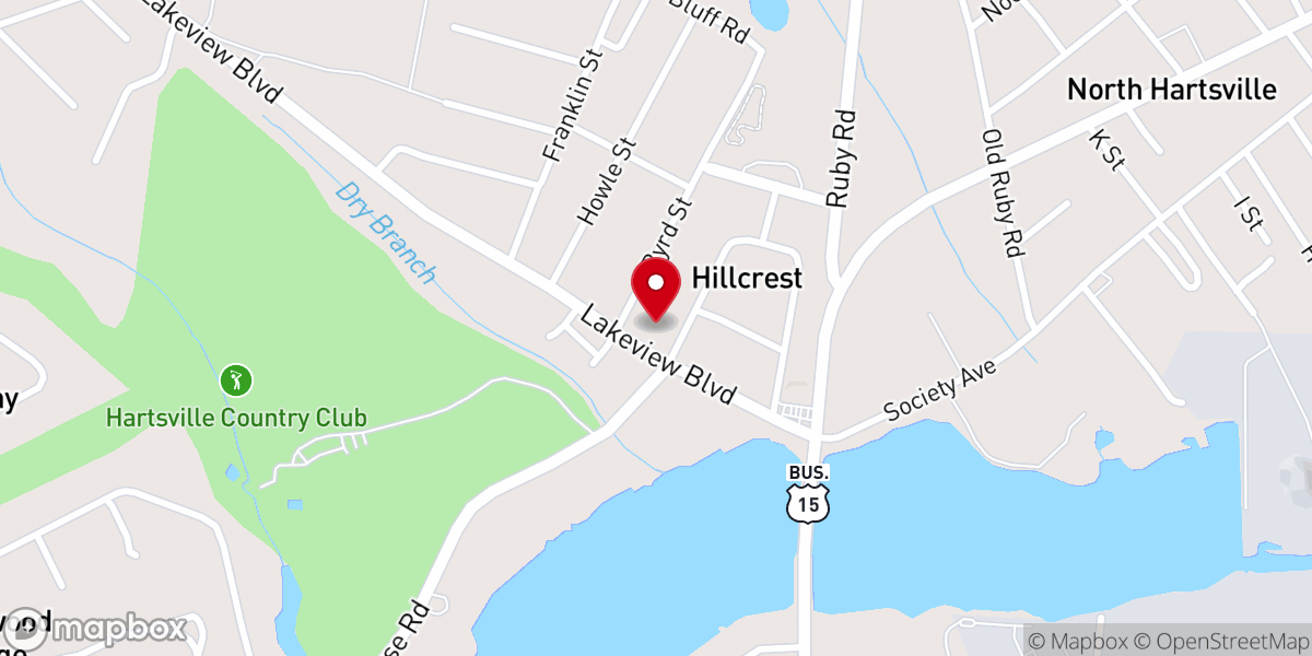 Map showing location of Lakeview Baptist Church