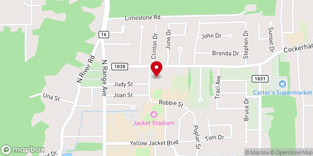 Map showing location of Northside Baptist Church