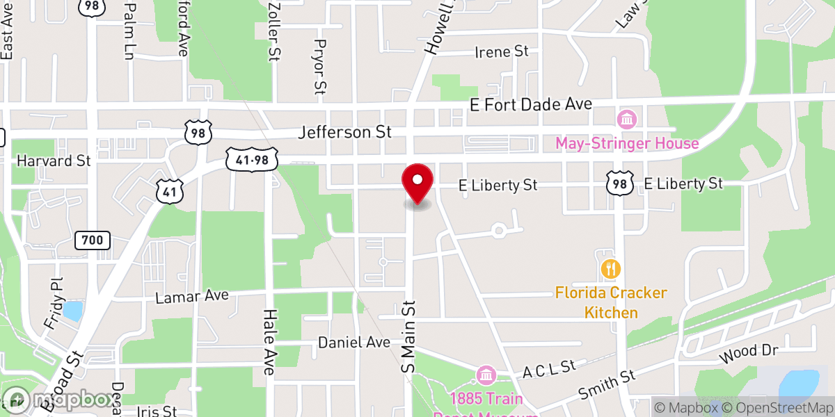 Map showing location of GFWC Historic Brooksville Woman's Club