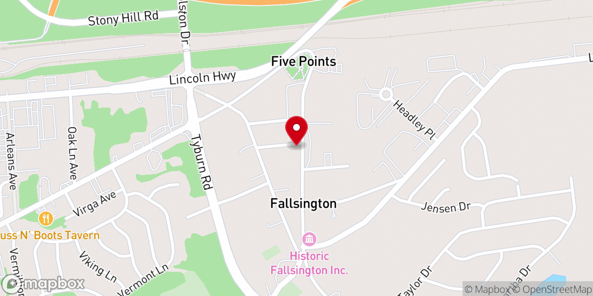 Map showing location of Fallsington United Methodist Church