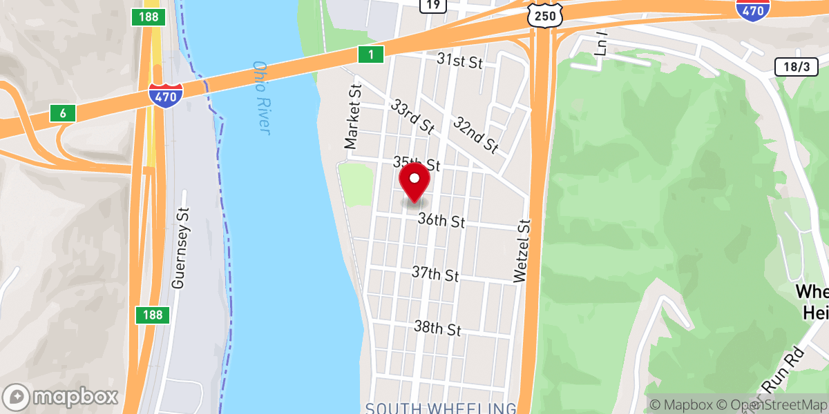 Map showing location of Trinity & First English Lutheran Churches