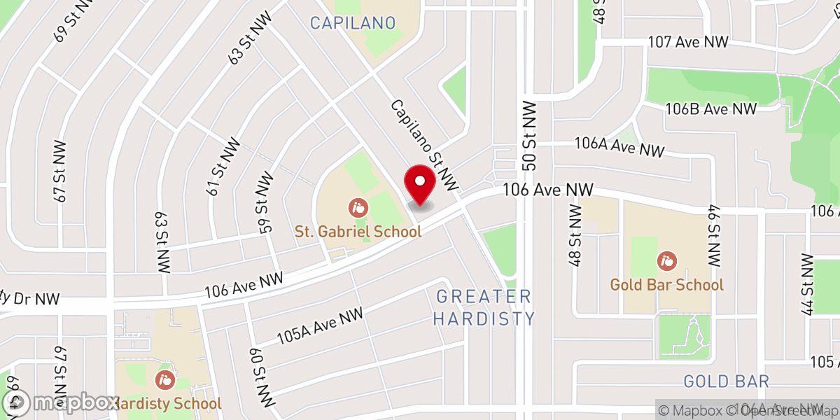 Map showing location of Edmonton South Seventh-day Adventist Church