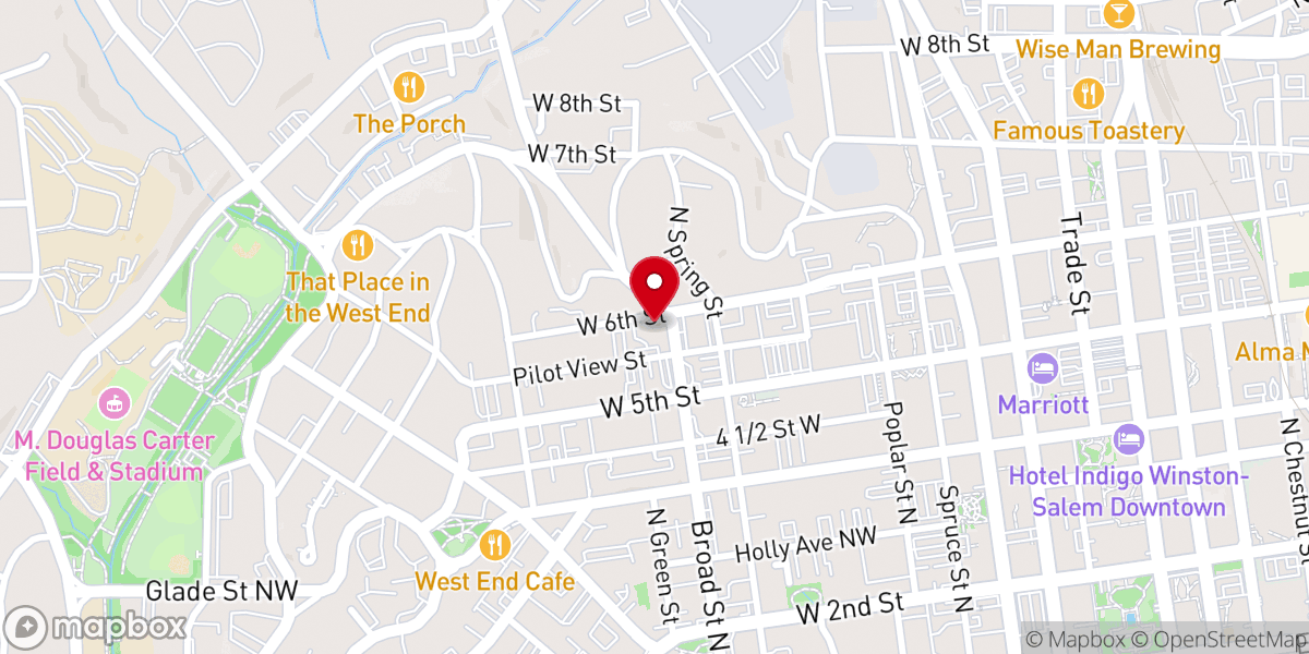 Map showing location of The Dwelling Winston Salem