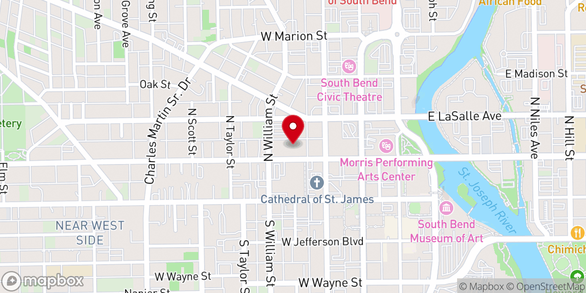 Map showing location of First Presbyterian Church