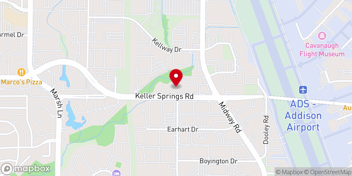 Map showing location of Keller Springs Baptist Church