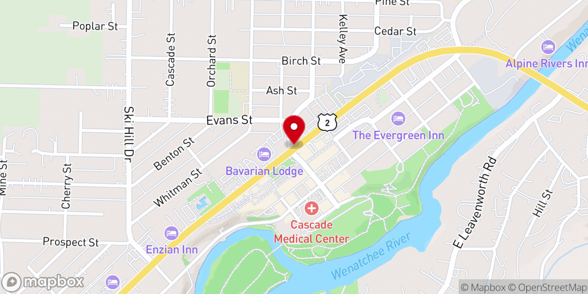 Map showing location of Leavenworth