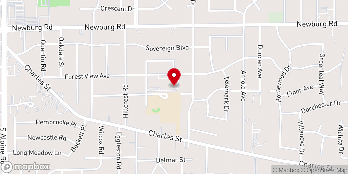 Map showing location of Alpine Lutheran Church