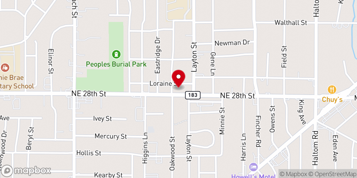 Map showing location of Christian Center