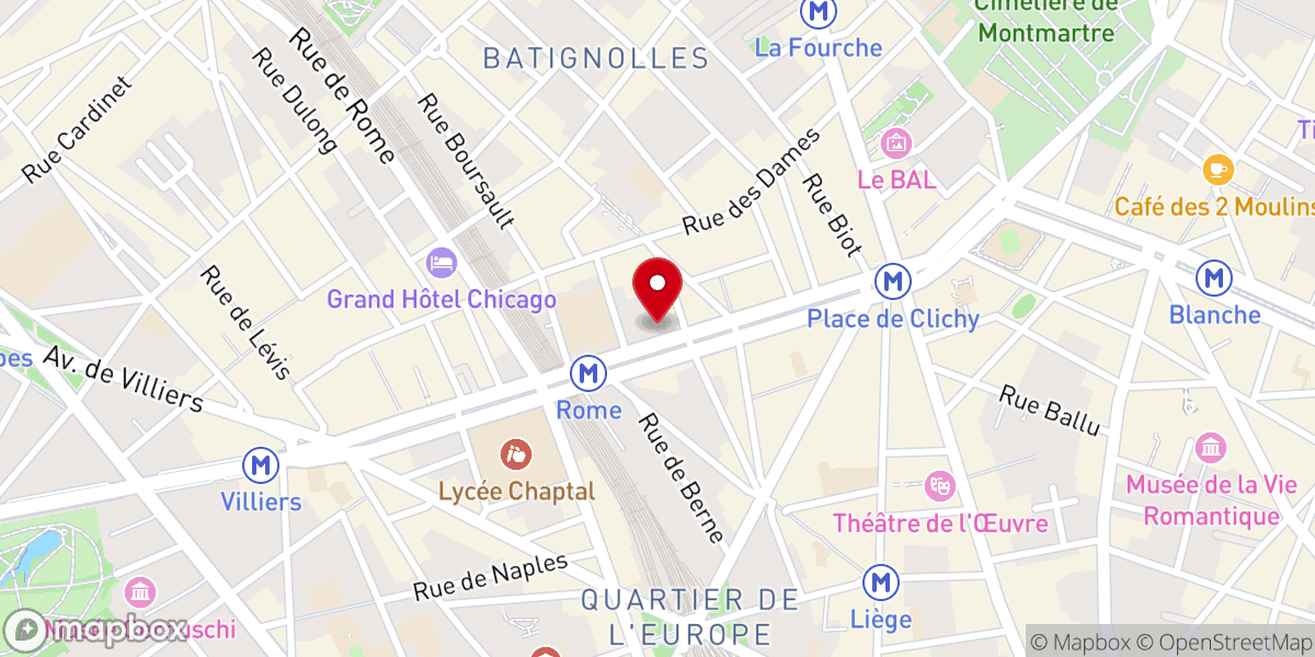 Map showing location of Église Protestante unie de Paris Batignolles