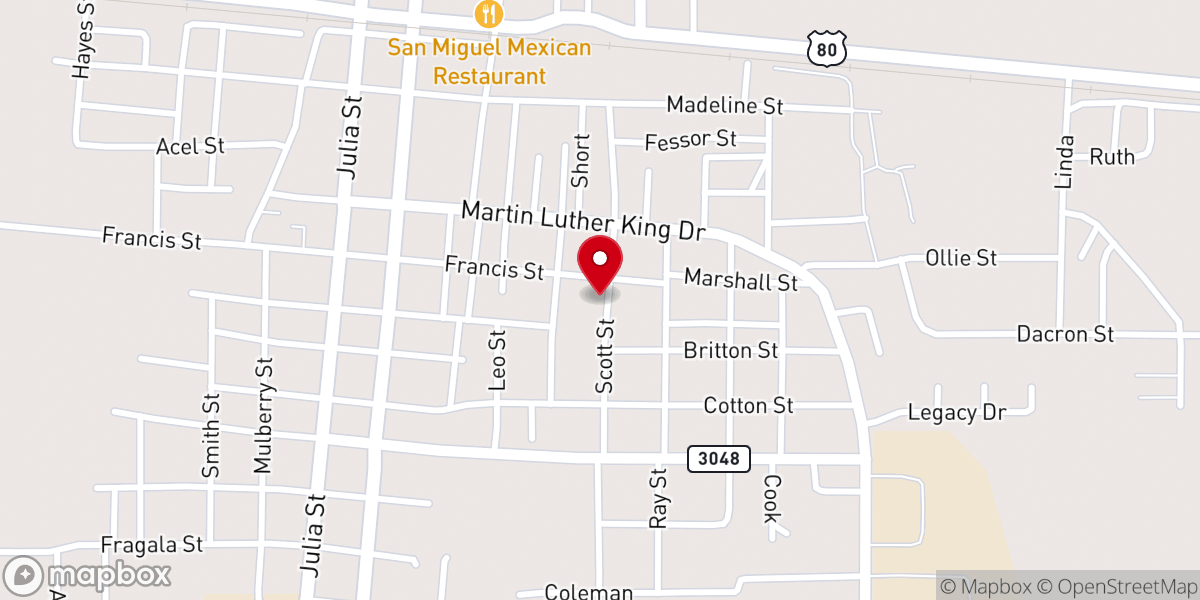 Map showing location of Hamlett Temple CME Church