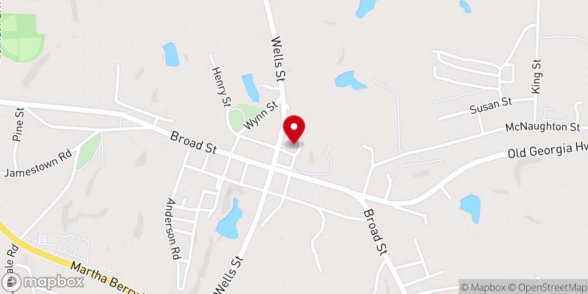 Map showing location of First Baptist Church-Cusseta