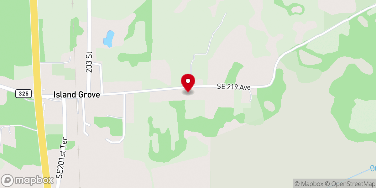 Map showing location of Island Grove Baptist Church