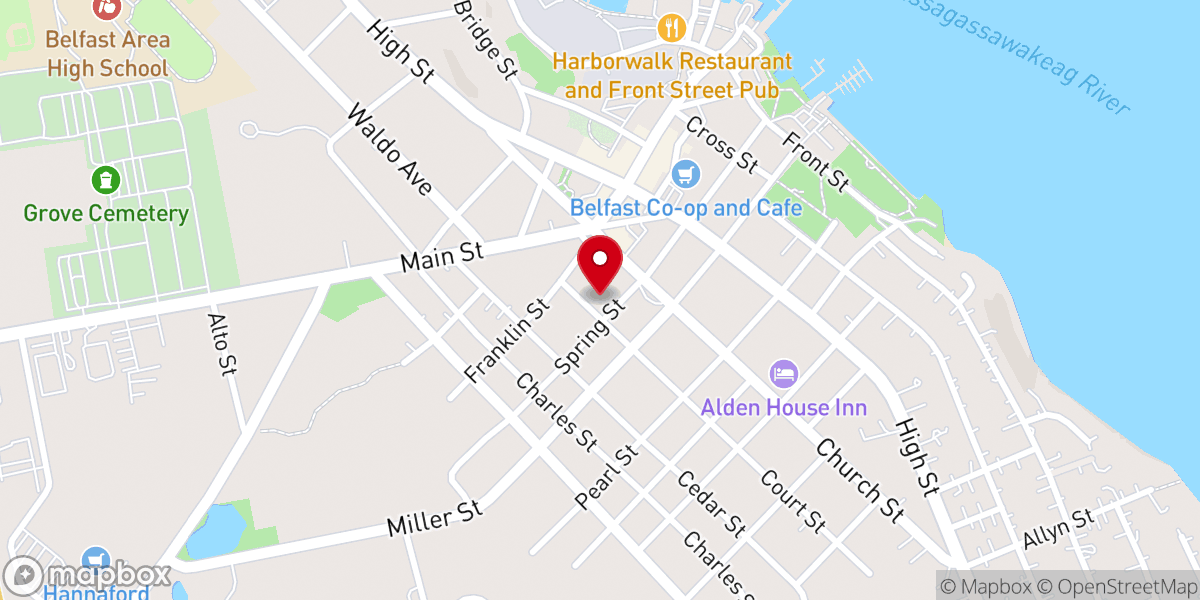 Map showing location of First Church in Belfast United Church of Christ