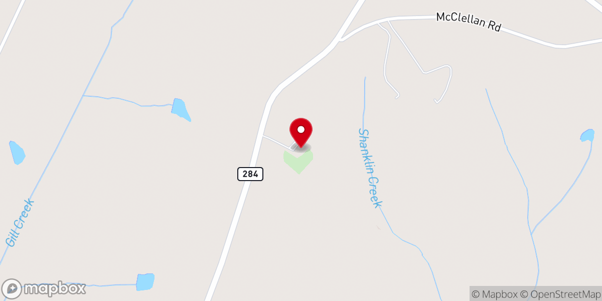 Map showing location of Midway Baptist Church
