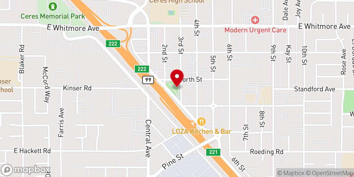 Map showing location of Ceres-Whitmore Park
