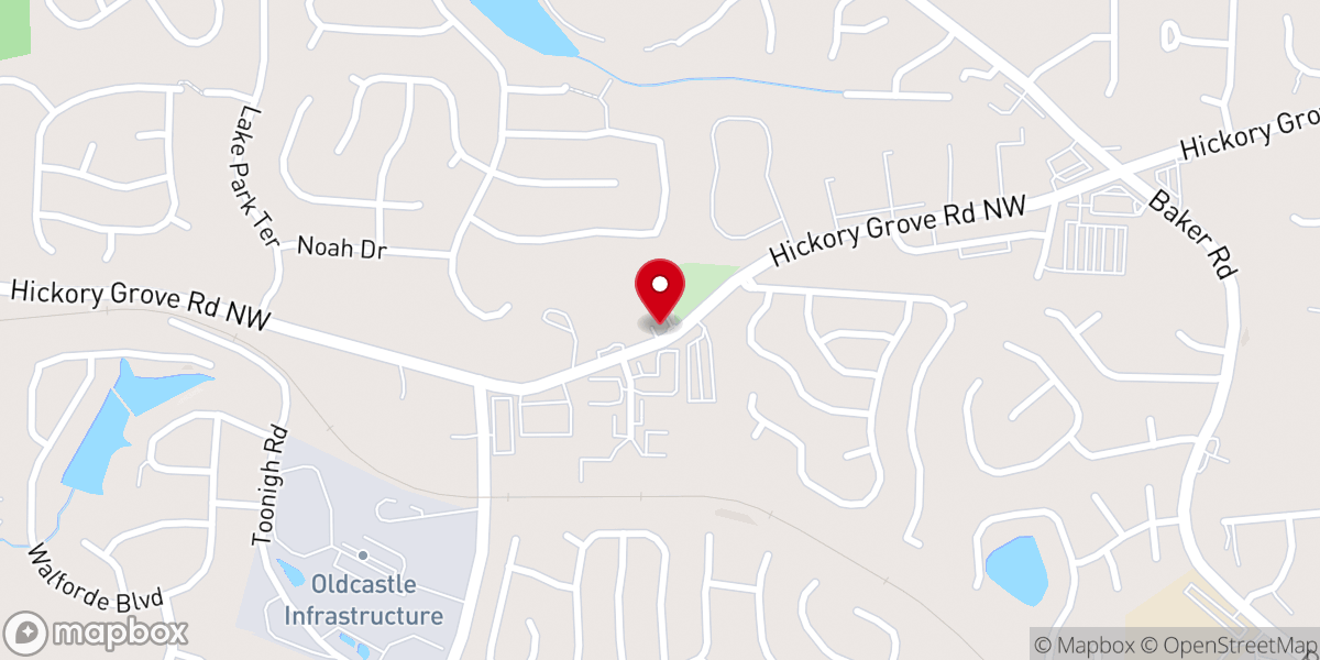 Map showing location of Hickory Grove Baptist Church
