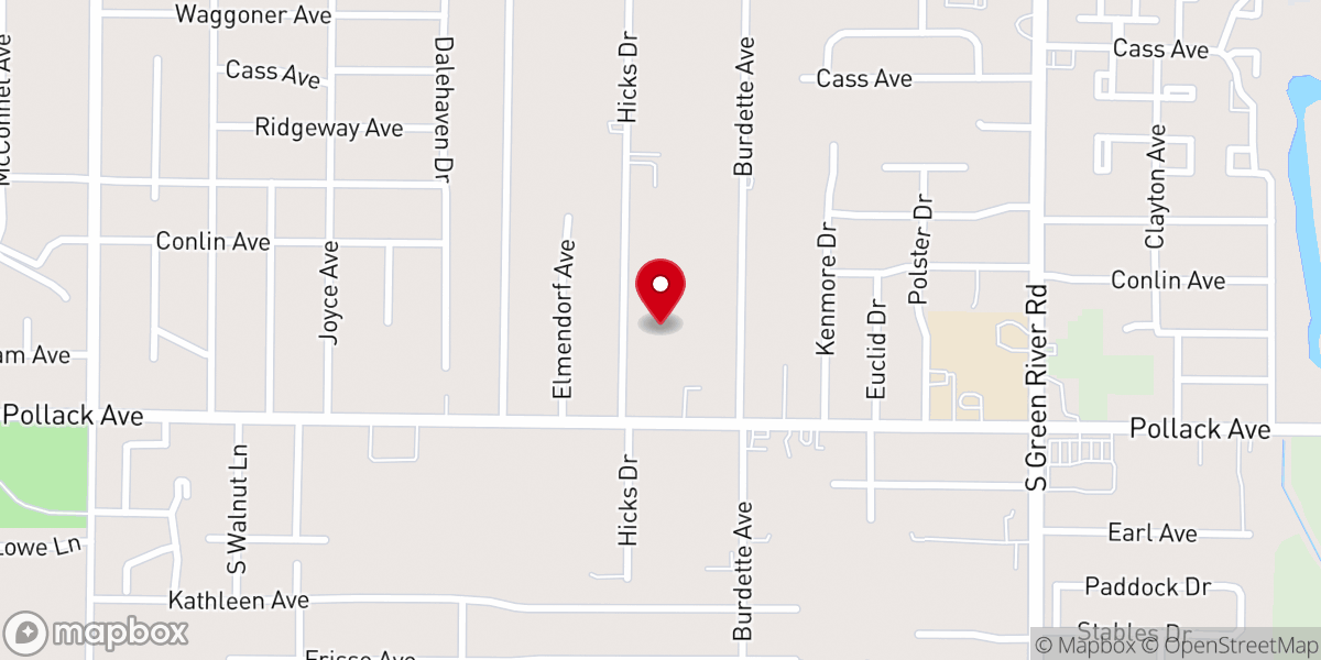 Map showing location of Evansville General Baptist Church
