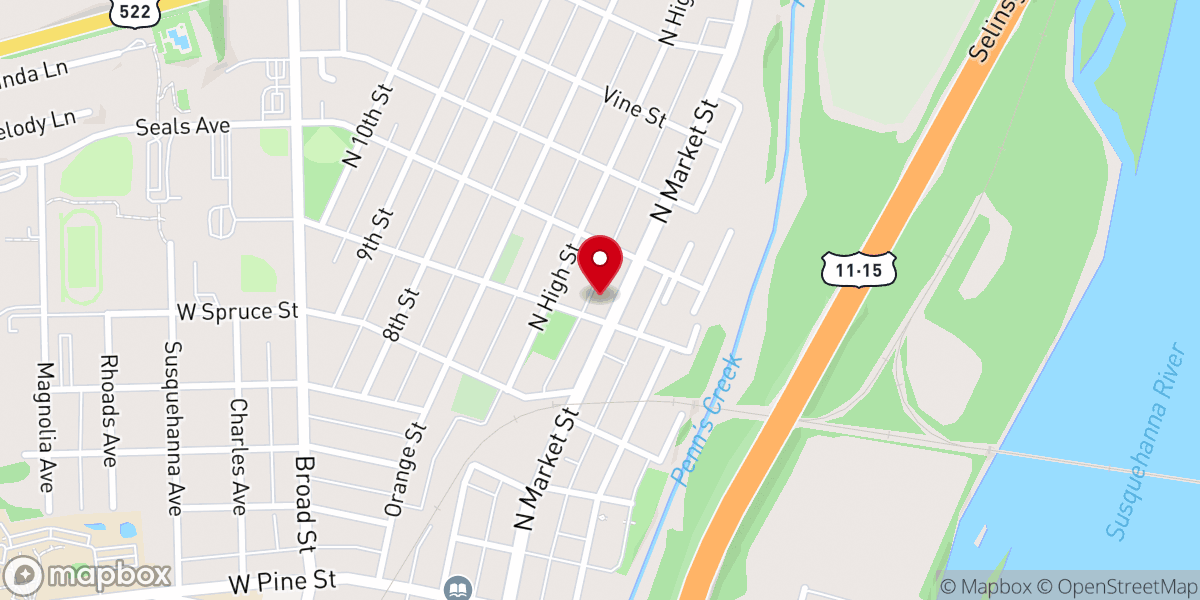 Map showing location of St. Paul's United Church of Christ