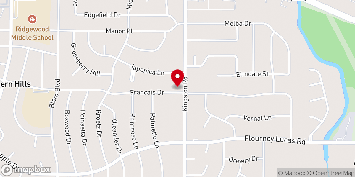 Map showing location of Southern Hills Independent Christian Church