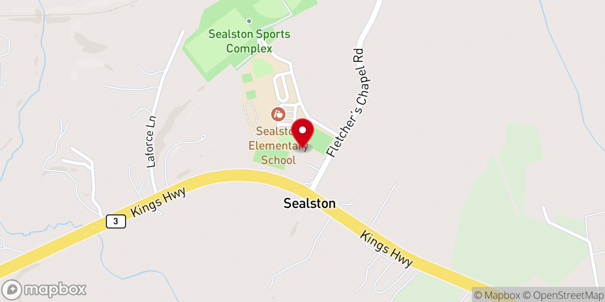 Map showing location of Sealston Little League Fields