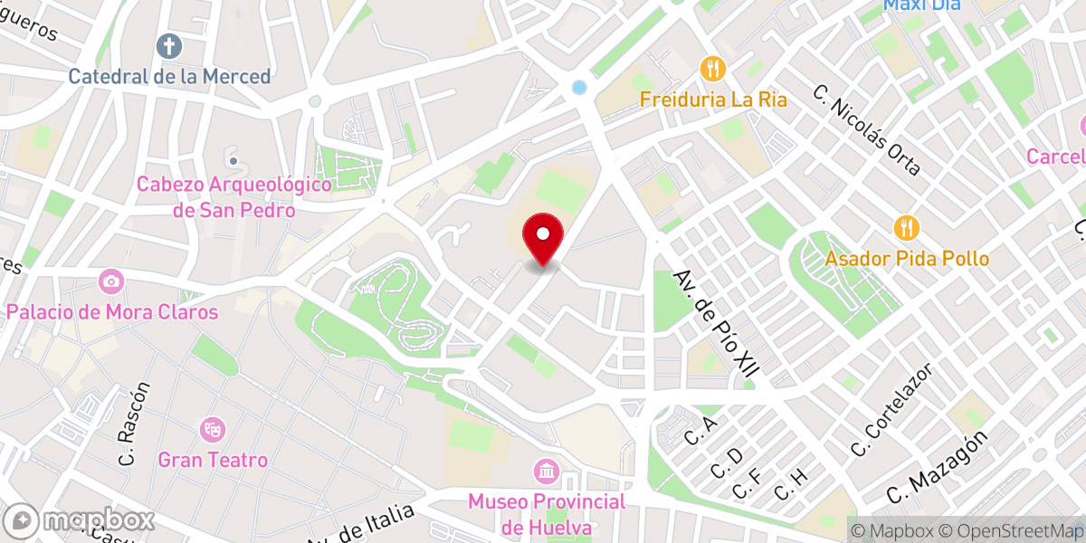 Map showing location of Cáritas Diocesana de Huelva