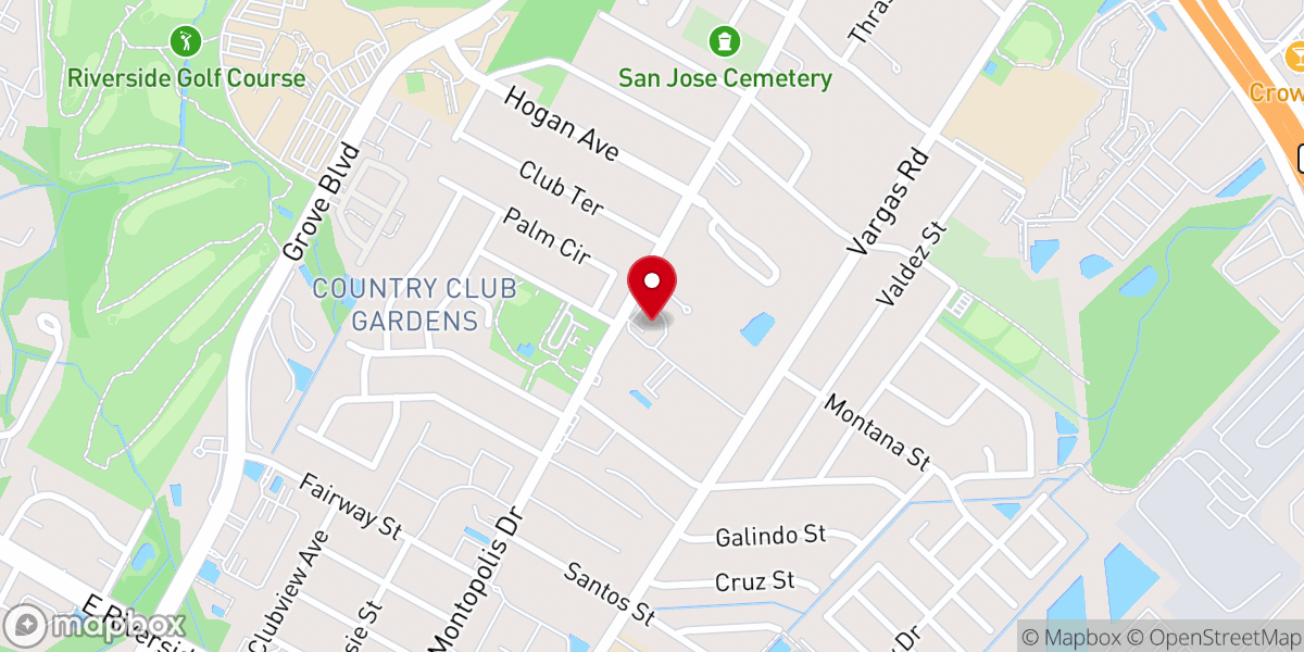 Map showing location of Dolores Catholic Church