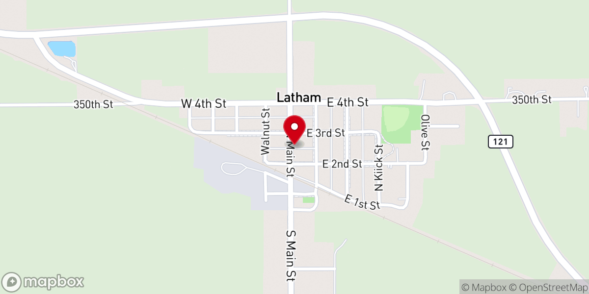 Map showing location of Latham Village Hall