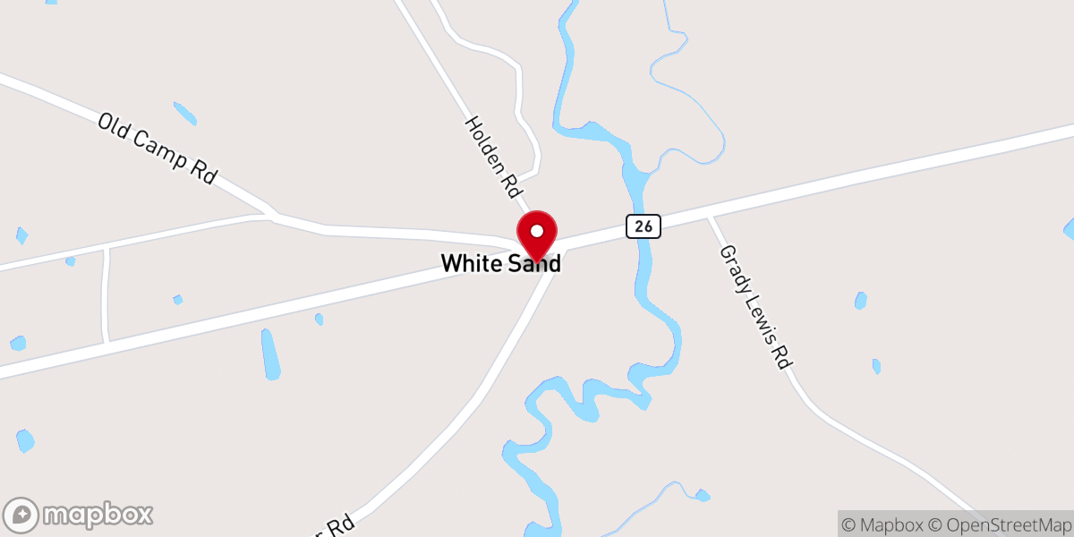 Map showing location of White Sand Baptist Church