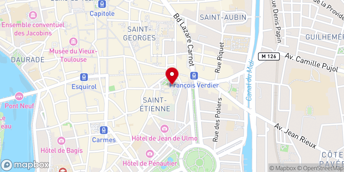 Map showing location of Cathédrale Saint-Étienne de Toulouse